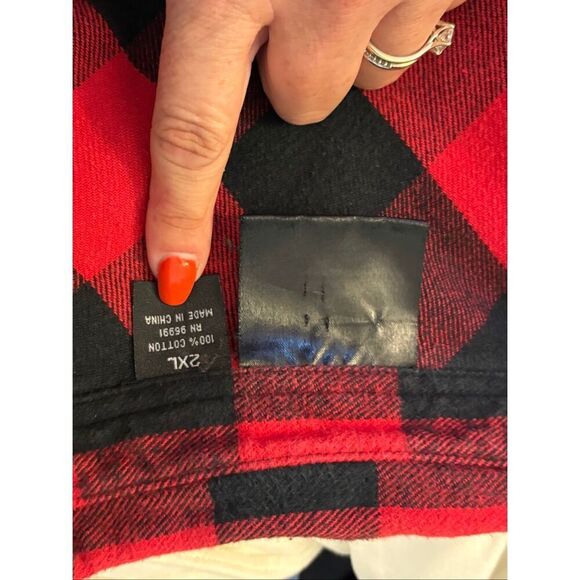 2XL #BuffaloPlaid Flannel 100% Cotton Thick Quality Long Sleeve Red Black 90s #G - Picture 2 of 6